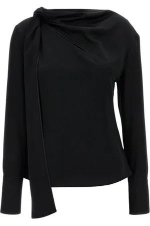 Givenchy Blouses & Shirts, Dames, Zwart, M, Elegante Zijden Blouse met Geknoopte Hals