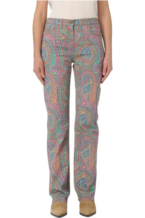 Etro Jeans, Dames, Veelkleurig, W28, Katoen, Paisley Print Jeans Met Relaxed Fit