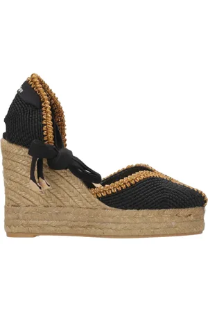 Castaner Schoenen, Dames, Zwart, 35 EU, Jute, Zwarte Jute Sandalen met Enkelveter