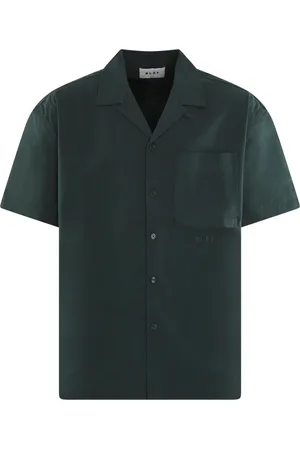 OLAF HUSSEIN Overhemden, Heren, Groen, XL, Linnen, Linnen Camp Shirt in Groen