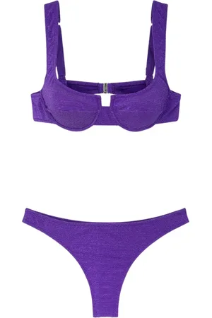 F**K Badkleding, Dames, Paars, XL, Bikini Donna Reggiseno met beugel en vaste Amerikaanse slip Paars 1142-Pr