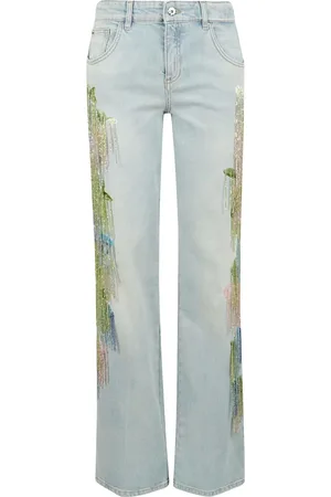 BLUMARINE Jeans, Dames, Blauw, S, Denim, Met de hand geborduurde denim jeans, regular fit