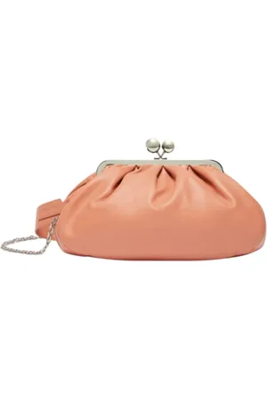 Max Mara Tassen, Dames, Roze, ONE Size, Leer, Roze Leren Clutch Tas Medium