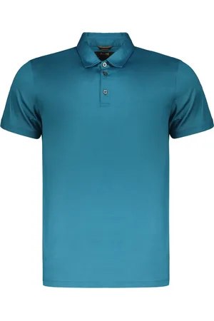 MOORER Tops, Heren, Blauw, 3Xl, Katoen, Katoenen poloshirt met Nacre-knopen
