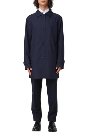 HUGO BOSS Mantels, Heren, Blauw, 3Xl, Wol, Klassieke Blauwe Overjas Jas Mannen