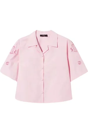 Twin-Set Blouses & Shirts, Dames, Roze, XS, Katoen, Roze Geknipte Shirt Actitude Revive Collectie