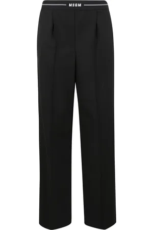 Msgm Broeken, Dames, Zwart, S, Geplooide broek met logoriem