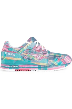 Comme des Garçons Schoenen, Heren, Groen, 40 2/3 EU, Multicolor Check Sneakers Samenwerking Vetersluiting