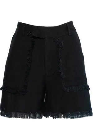 Hest Hést, Korte broeken, Dames, Zwart, S, Linnen, Zwarte Linnen Shorts met Elastische Taille