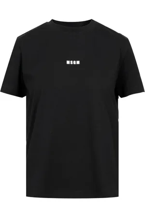 Msgm Tops, Dames, Zwart, S, Katoen, Zwart Katoen Ronde Hals T-shirt
