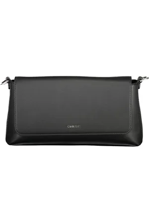 Calvin Klein Tassen, Dames, Zwart, ONE Size, Polyester, Zwarte Polyester Handtas met Verstelbare Band