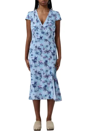 Zadig & Voltaire Kleedjes, Dames, Blauw, S, Tropische Print Midi Jurk