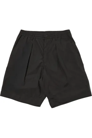 Universal Works Korte broeken, Heren, Zwart, W32, Katoen, Geplooide trackshorts in zwart katoen