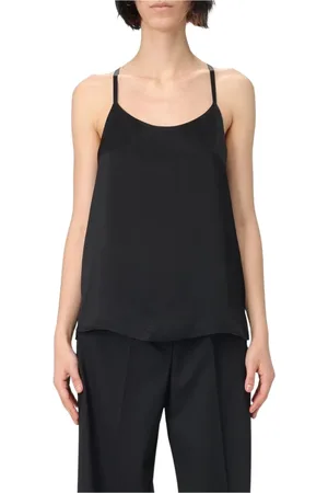 Twin-Set Tops, Dames, Zwart, M, Zijden Cami Top Elegante Stijl