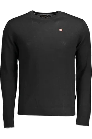 Napapijri Truien, Heren, Zwart, L, Wol, Elegante Wollen Trui met Logo Borduursel