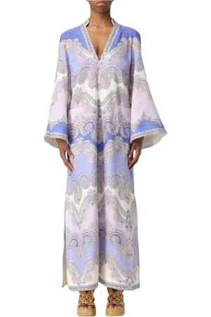 ZIMMERMANN Kleedjes, Dames, Blauw, M, Linnen, Blauwe Paisley Print Maxi Jurk