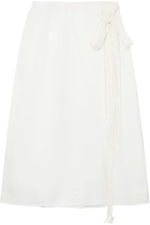 WALES BONNER Rokken, Dames, Wit, L, Bamboe, Bloemenprint Midi Rok
