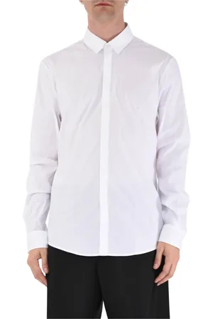 Patrizia Pepe Overhemden, Heren, Wit, XL, Katoen, Popeline Stretch Overhemd met Clic-kraag