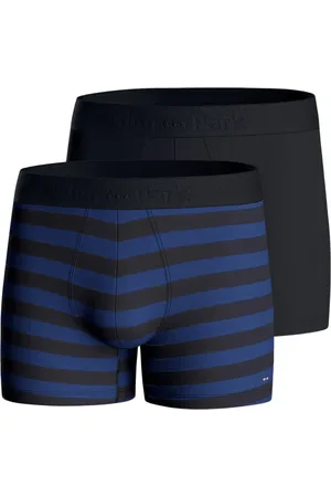 Eden Park Ondergoed, Heren, Veelkleurig, S, Katoen, Set van twee effen en gestreepte boxershorts in marine stretch katoenen jersey