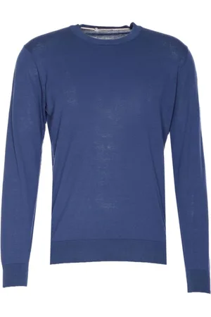 Paolo Pecora Truien, Heren, Blauw, M, Navy Blauwe Fijngebreide Trui