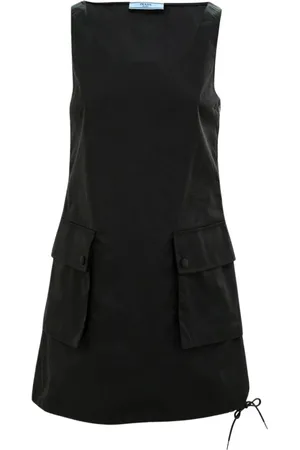 Prada Kleedjes, Dames, Zwart, S, Elegante Zwarte A-Lijn Mini Jurk