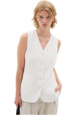 INWEAR Jassen, Dames, Wit, L, Witte Vest met V-hals en Riem