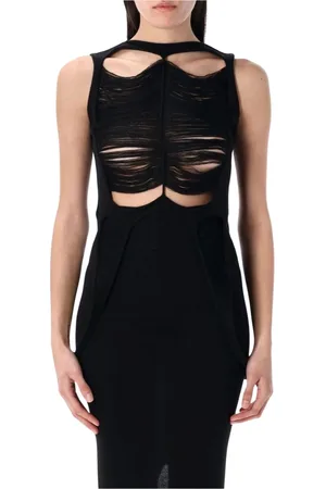 Rick Owens Tops, Dames, Zwart, S, Stijlvolle Asymmetrische Top