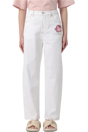 Marni Jeans, Dames, Wit, S, Katoen, Rose Print Jeans