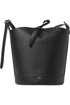 A.P.C. Tassen, Dames, Zwart, ONE Size, Leer, Zwarte Leren Bucket Bag