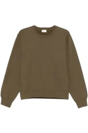 Saint Laurent Sweatshirts & Hoodies, Dames, Groen, XS, Katoen, Geborduurde Olijfgroene Sweater