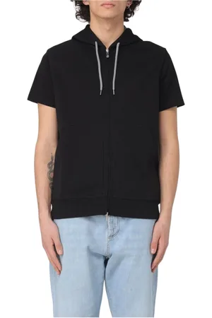 Brunello Cucinelli Sweatshirts & Hoodies, Heren, Zwart, XL, Katoen, Zwarte Zip Up Hoodie voor Mannen
