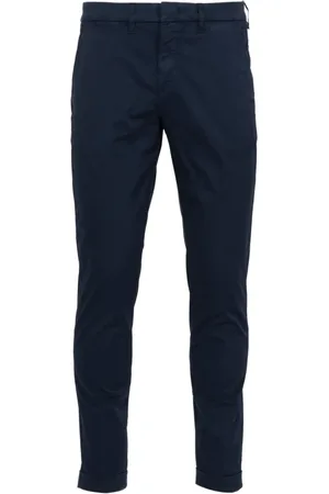 FAY Broeken, Heren, Blauw, W35, Katoen, Blauwe Katoenen Slim Fit Broek