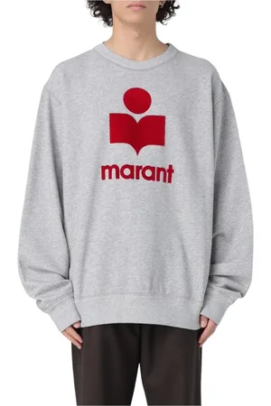 Isabel Marant Sweatshirts & Hoodies, Heren, Grijs, XL, Katoen, Grijze Katoenen Sweatshirt Geborduurd Logo