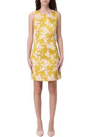 Elisabetta Franchi Kleedjes, Dames, Geel, XL, Gele Bloemen Shift Jurk