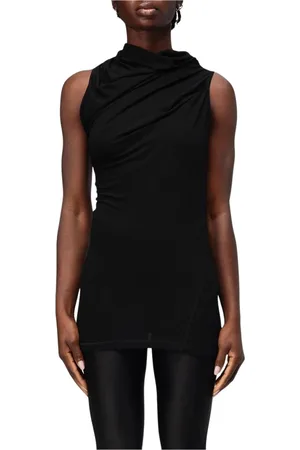 Helmut Lang Tops, Dames, Zwart, S, Zwarte Gedrapeerde Mouwloze Top