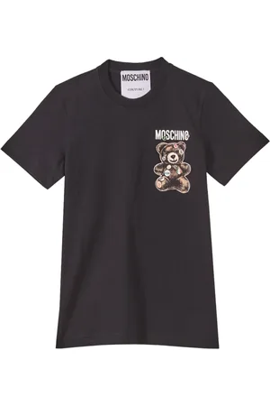 Moschino Tops, Dames, Zwart, S, Katoen, Adrian Bear T-Shirt Zwart Katoen Korte Mouw