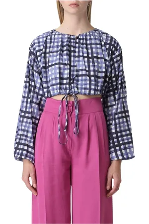 SEMICOUTURE Blouses & Shirts, Dames, Veelkleurig, XS, Katoen, Blauwe Gingham Blouse