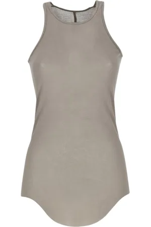 Rick Owens Tops, Dames, Grijs, M, Geribbelde Racerback Tanktop