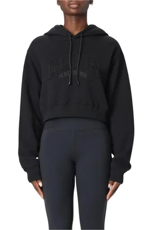 GCDS Sweatshirts & Hoodies, Dames, Zwart, M, Zwarte Gebreide Trui met Geribbelde Details