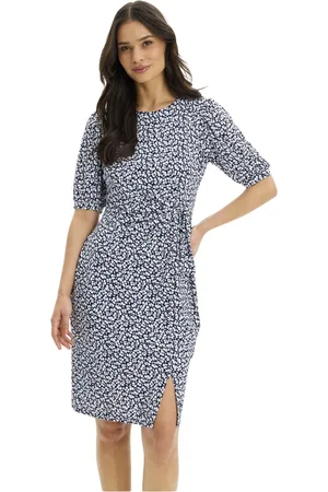 In Front Kleedjes, Dames, Veelkleurig, M, Rosy Jurk Navy met 1/2 Mouwen