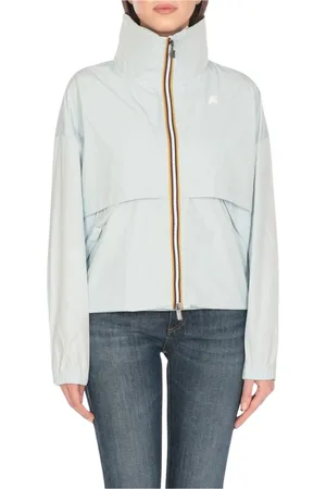 K-Way Jassen, Heren, Blauw, S, Hemelsblauwe Waterdichte Blazer met Reverskraag