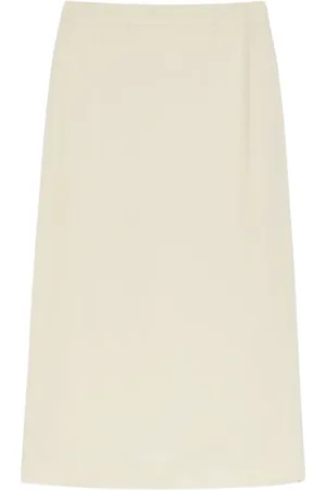 Max Mara Rokken, Dames, , S, Linnen, Ivoor Viscose en Linnen Midi Rok