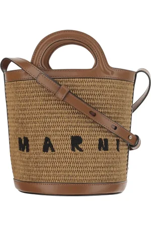 Marni Tassen, Dames, Bruin, ONE Size, Katoen, Tropicalia Mini Bucket Tas