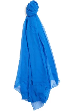 Alberta Ferretti Accessoires, Dames, Blauw, ONE Size, Blauwe Zijden Rechthoekige Sjaal
