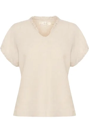 INWEAR Blouses & Shirts, Dames, , L, Linnen, Eenvoudige Top met Volant