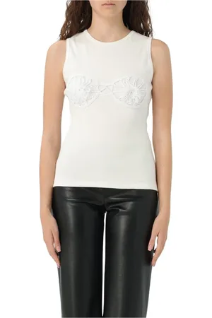 MAGDA BUTRYM Tops, Dames, Wit, M, Katoen, Witte Gehaakte Mouwloze Top