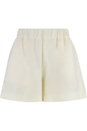 120% Lino Korte broeken, Dames, Wit, XS, Linnen, Linnen shorts met achterzak