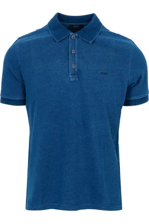 FAY Tops, Heren, Blauw, 2Xl, Katoen, Katoenen Polo Shirt met Delavé Wassing
