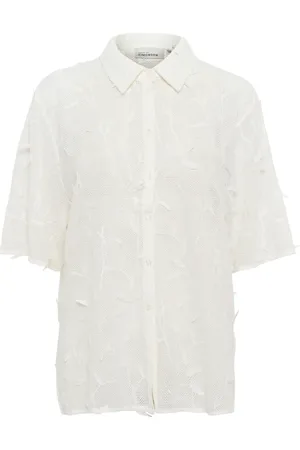 Karen by Simonsen Blouses & Shirts, Dames, Wit, 3Xl, Polyester, Witte Blouse met Halve Mouwen