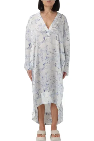 Khaite Kleedjes, Dames, Veelkleurig, S, Elegante Zijden Midi Jurk Print